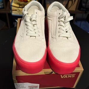 Vans WMNS Old Skool Stac Suede Blanc De Blanc/Pink | VN0A7Q5MCCS | Platforms